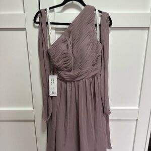 Azazie One-Shoulder Mauve Chiffon Dress